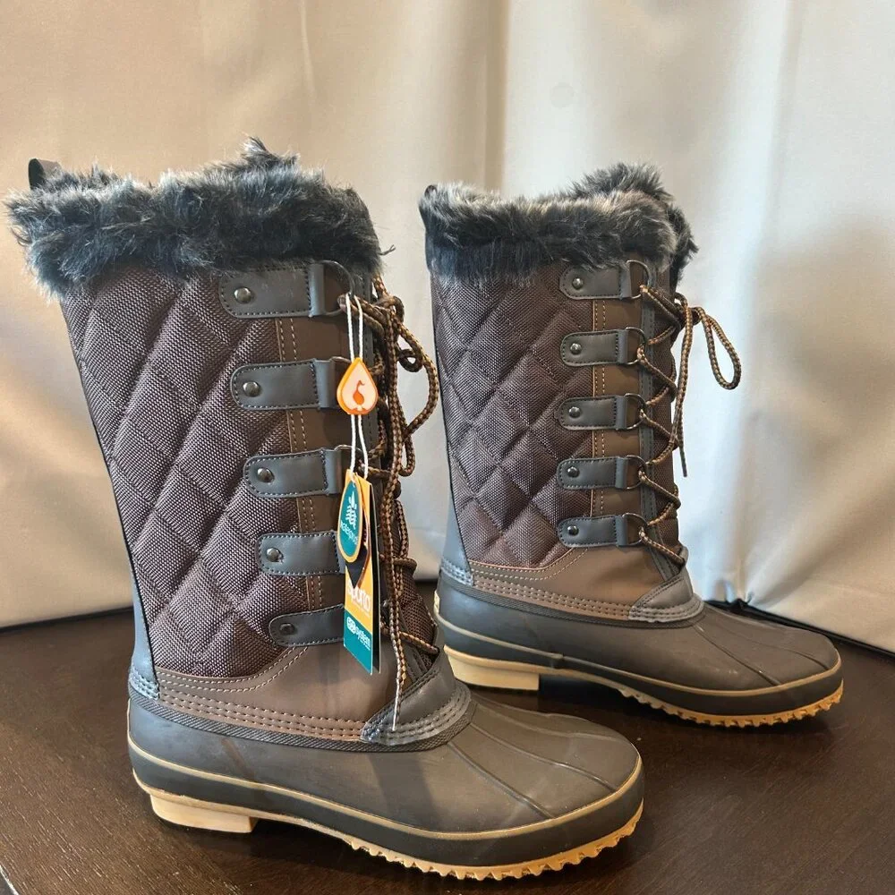 Sporto‎ NWB Deal Women's Waterproof Duck Boot, Chocolate Brown 9